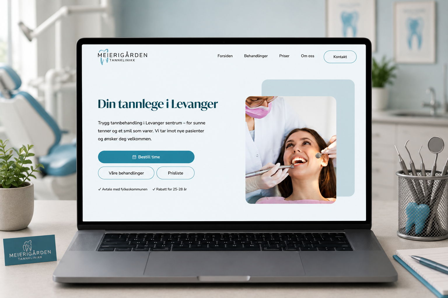 Nettside for Meierigården Tannklinikk